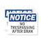 Signmission No Trespassing After Sunset OSHA Notice Sign, Plastic, 10in W x 7in L, 2PK OS-2PACK-NS-P-710-L-14907 - alternate 1